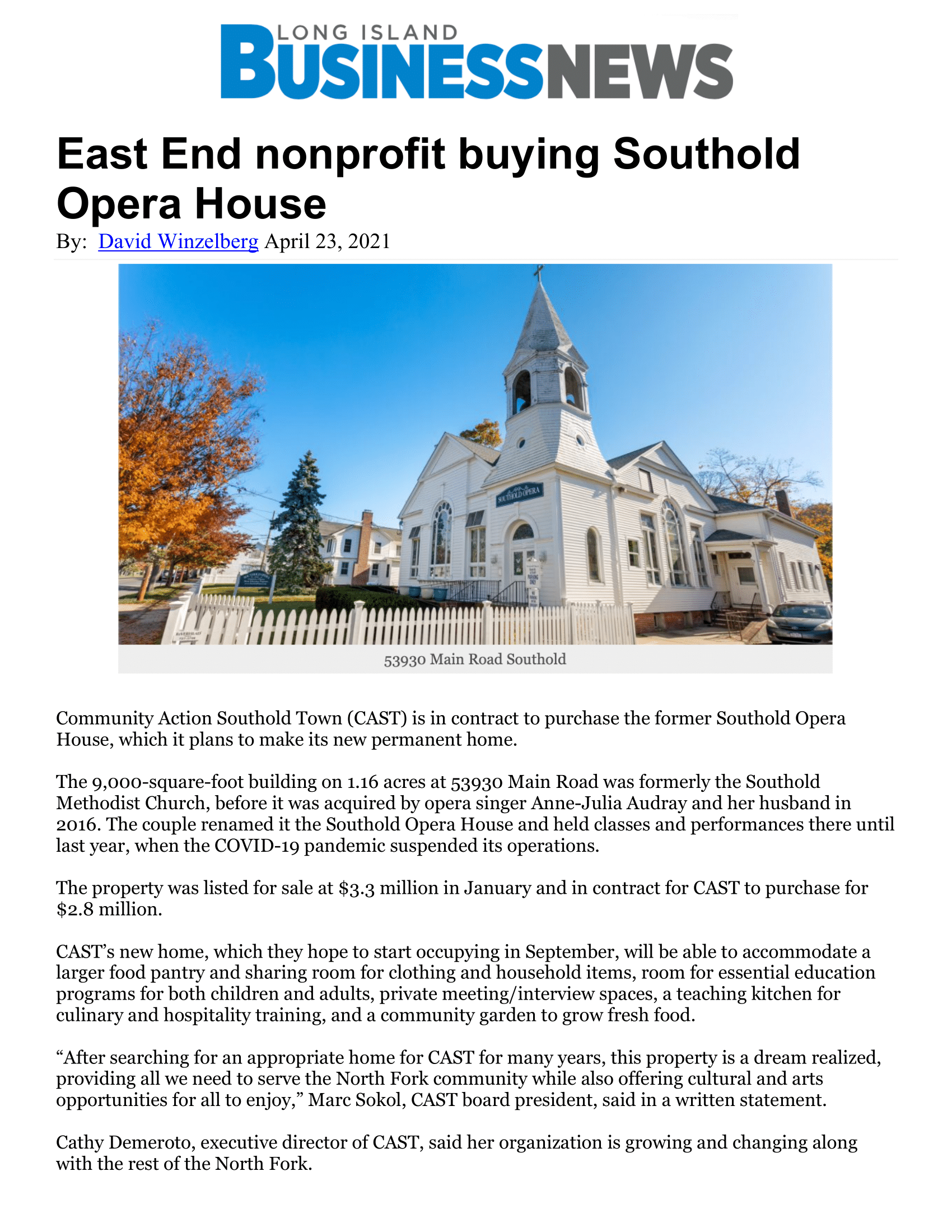 LIBN – East End nonprofit buying Southold Opera House